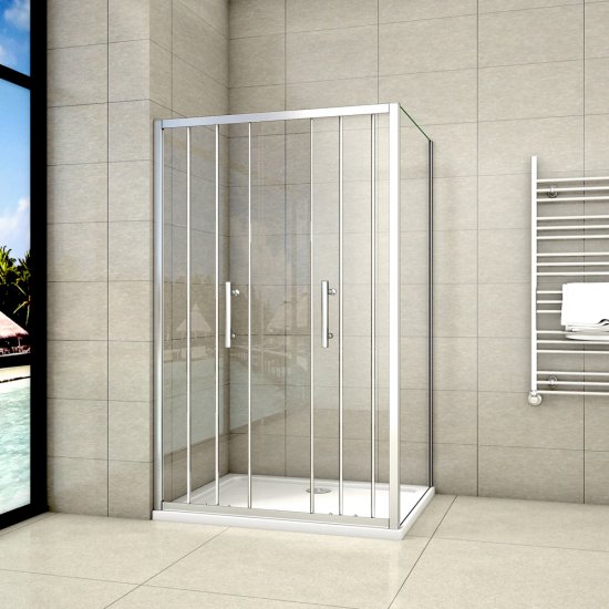 Cabine de douche 140x90x190cm porte de douche à l'accès au centre + paroi latérale - Cliquez sur l'image pour la fermer