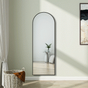 AICA Miroir sur Pied au sol 163x54cm,à suspendre ou àposer,arqué,cadre noir