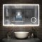 Miroir de salle de bain 100cmx60cm avec LED couleur et luminosité réglables + anti-buée + Miroir grossissant + Horloge numérique