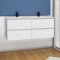 Meuble de salle de bain, Meuble de rangement avec 2 lavabos, Meuble sous vasque suspendu, Blanc 120cm