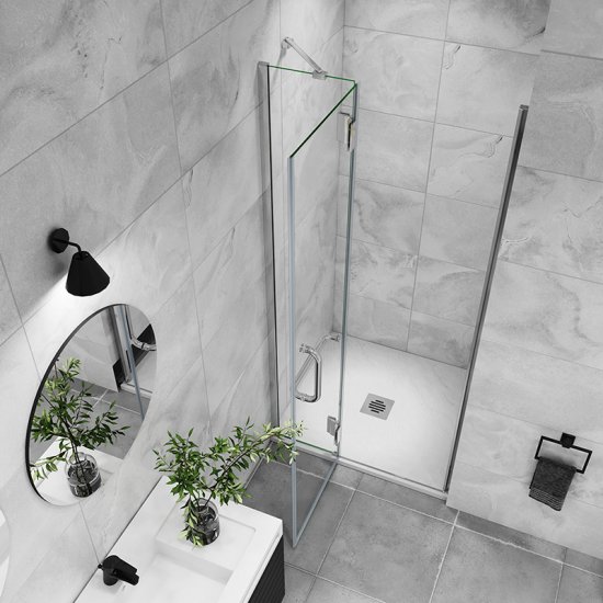 Aica porte de douche 120x190cm porte de douche charnière installation en niche verre anticalcaire - Cliquez sur l'image pour la fermer