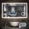 Miroir de salle de bain 140cmx80cm avec LED couleur et luminosité réglables + anti-buée + Miroir grossissant + Horloge numérique