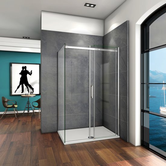Cabine de douche 100x80x195cm en verre anticalcaire AICA cabine de douche installation d'angle - Cliquez sur l'image pour la fermer