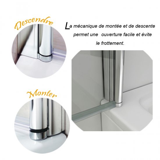 Aica porte de douche pivotante 700x1970mm verre anticalcaire et verre dépoli cabine de douche en niche - Cliquez sur l'image pour la fermer