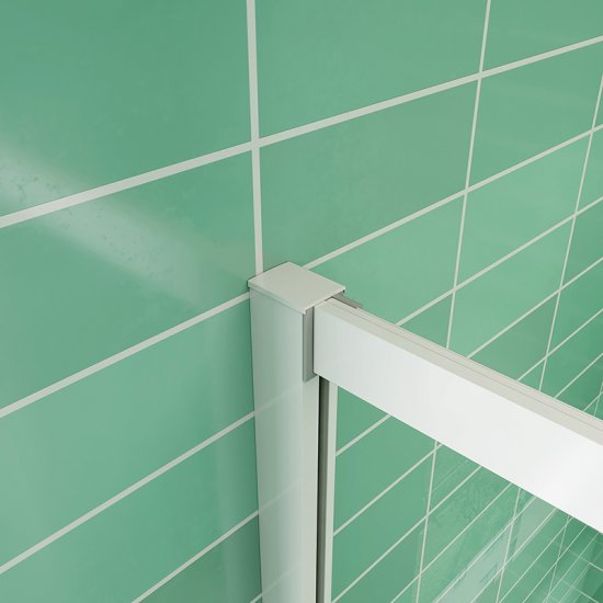 AICA porte de douche coulissante 100x190cm profilé blanc installation en niche - Cliquez sur l'image pour la fermer