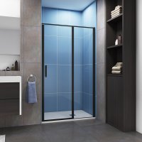 AICA porte de douche pivotante 140cm en 6mm verre anticalcaire Installation en niche porte de douche noire Hauteur 185cm
