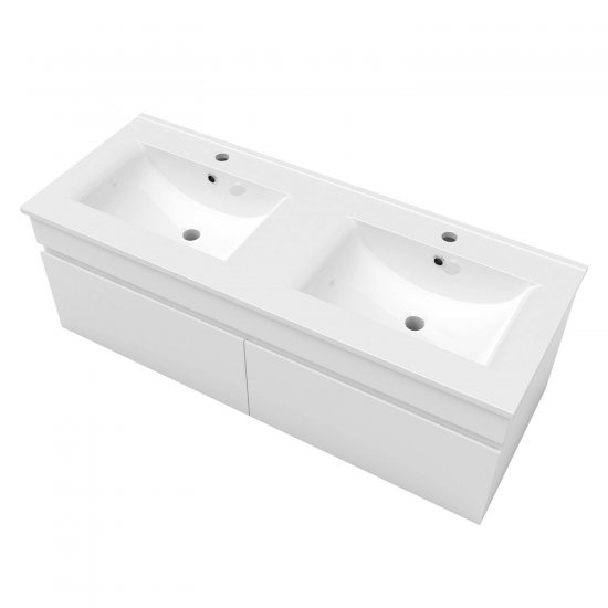 meuble de salle de bain meuble de rangement sous vasque avec lavabo 120cm à suspendre - Cliquez sur l'image pour la fermer