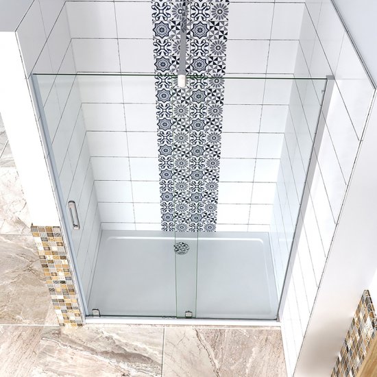 AICA 120cm porte de douche coulissante H 190cm en 8mm verre anticalcaire installation en niche - Cliquez sur l'image pour la fermer