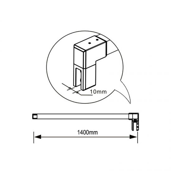 AICA paroi de douche à l'italienne 120x190cm en 6mm verre avec bandes horizontales sérigraphiées, livré avec barre de fixation 140cm en carré - Cliquez sur l'image pour la fermer