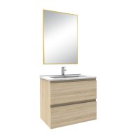 Meuble salle de bain simple vasque 50cm Chêne Wotan meuble acve miroir - Aica