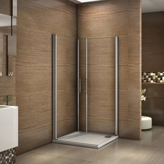 Aica porte de douche 90x90x187cm porte pivotante cabine de douche verre anticalcaire - Cliquez sur l'image pour la fermer