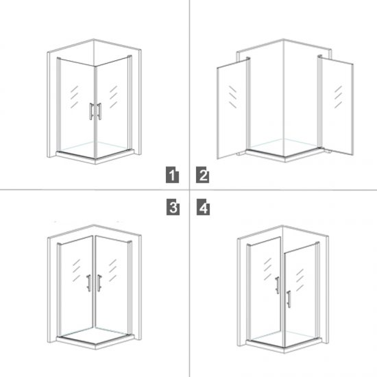 Aica porte de douche 100x100x187cm porte pivotante cabine de douche verre anticalcaire - Cliquez sur l'image pour la fermer