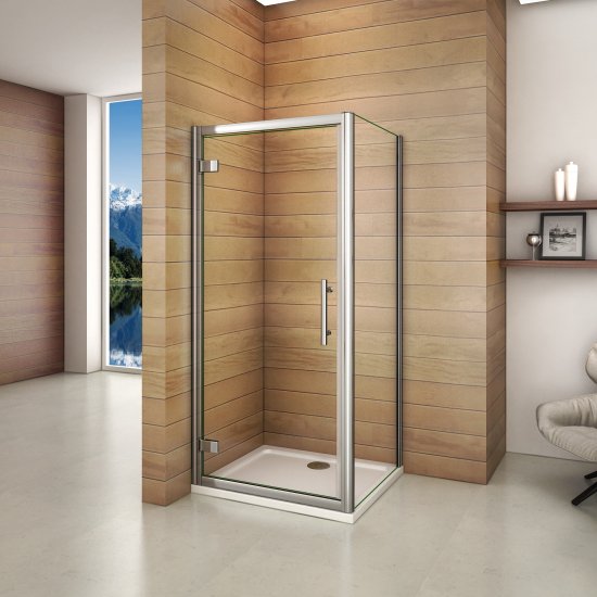 Aica cabine de douche 100x80x185cm porte de pivotante avec une paroi de douche - Cliquez sur l'image pour la fermer