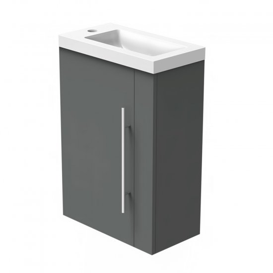 Meuble de salle de bain, Meuble sous vasque 2 portes à poser avec vasque, 44cm Anthracite