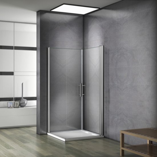 Aica porte de douche 100x76x197cm porte pivotante cabine de douche verre anticalcaire - Cliquez sur l'image pour la fermer