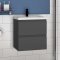 Meuble de salle de bain, Meuble de rangement avec lavabo, Meuble sous vasque suspendu, Anthracite 50cm