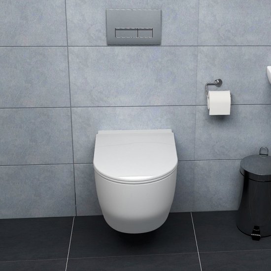 AICA Sans Bride WC Suspendu Abattant Ultra Fin Soft-Close 52,5x36x36cm