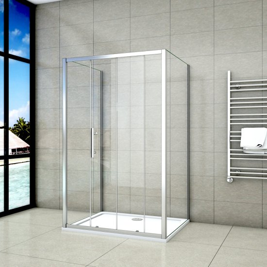Cabine de douche en forme U 100x80x80x190cm une porte de douche coulissante + 2 parois latérales - Cliquez sur l'image pour la fermer