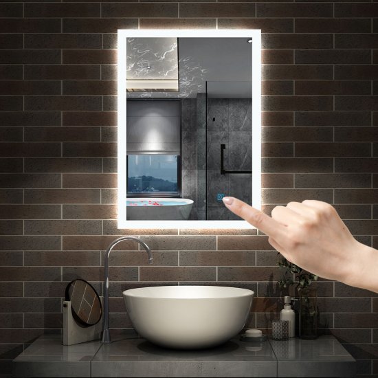 AICA sanitaire Miroir de Salle de Bain 100x70cm Anti-buée Miroir Mural avec éclairage LED modèle Classique Plus 2.0