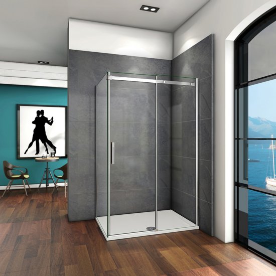 Cabine de douche 150x80x195cm en verre anticalcaire AICA cabine de douche installation d'angle - Cliquez sur l'image pour la fermer