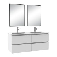 Meuble salle de bain double vasque 120cm blanc meuble acve miroir - Aica