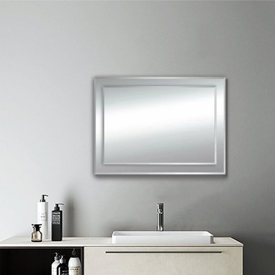 Miroir cosmétique mural biseauté rectangulaire double épaisseur 65cmx90cm - Cliquez sur l'image pour la fermer
