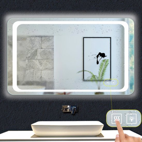 Miroir de salle de bain 140x80cm anti-buée miroir mural avec éclairage LED modèle Classique plus - Cliquez sur l'image pour la fermer