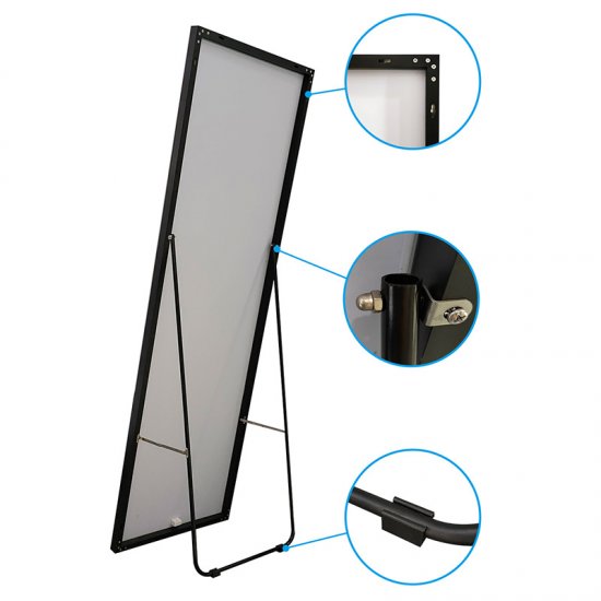 AICA Miroir sur pied au sol 140x40cm,miroir pleine longueur,à suspendre ou à poser,cadre noir - Cliquez sur l'image pour la fermer