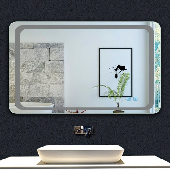 Miroir de salle de bain 90x70cm anti-buée miroir mural avec éclairage LED modèle Classique plus - Cliquez sur l'image pour la fermer