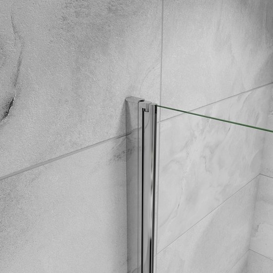 AICA porte de douche pivotante 130x195cm porte de douche pliante avec un élément fixe en 6mm verre anticalcaire - Cliquez sur l'image pour la fermer