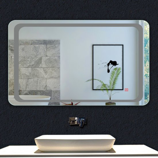 Miroir de salle de bain 80x60cm anti-buée miroir mural avec éclairage LED modèle Classique - Cliquez sur l'image pour la fermer