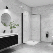 AICA paroi de douche à l'italienne 70x200cm avec une barre de fixation, paroi de douche pivotante 45x200cm, profil noir, verre 8mm anticalcaire