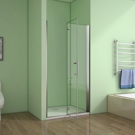 Aica porte de douche pivotante 120x195cm verre anticalcaire installation en niche - Cliquez sur l'image pour la fermer