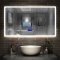 Aica Miroir salle de bain LED avec anti-buée, miroir de luminosité réglable (Horloge +Bluetooth+Date+Température ) 70*50cm