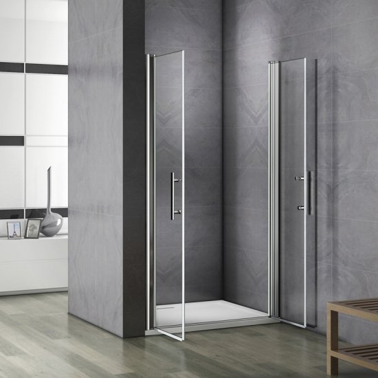 Aica porte de douche pivotante 1100x1870mm porte de douche installation en niche verre anticalcaire ouverte vers l'intérieur ou l'extérieur - Cliquez sur l'image pour la fermer