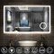 Miroir de salle de bain 120cmx70cm avec LED couleur et luminosité réglables + anti-buée + Miroir grossissant + Horloge numérique