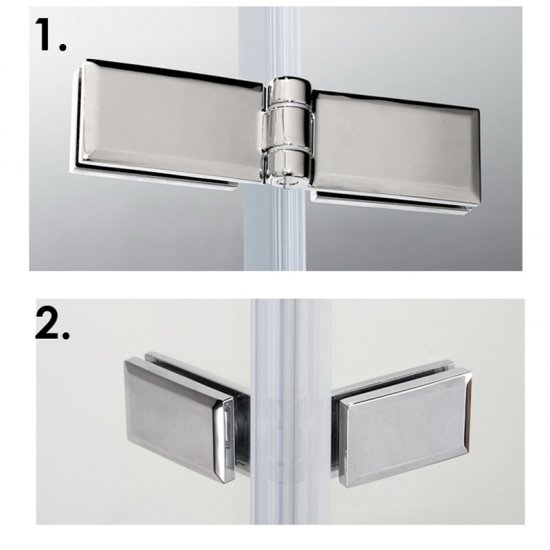 Aica 90x90x185cm cabine de douche à charnière porte de douche avec barre de fixation accès d'angle verre anticalcaire - Cliquez sur l'image pour la fermer