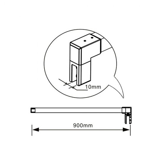 AICA paroi de douche à l'italienne 110x190cm en 6mm verre avec bandes horizontales sérigraphiées, livré avec barre de fixation 90cm en carré - Cliquez sur l'image pour la fermer