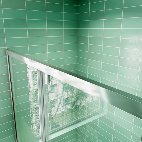 AICA porte de douche coulissante 140x190cm verre sablé au centre avec l'amortisseur porte coulissante - Cliquez sur l'image pour la fermer