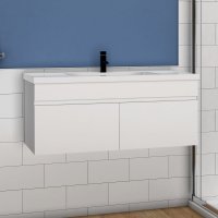 meuble de salle de bain meuble de rangement sous vasque avec lavabo 99cm à suspendre