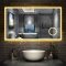 Miroir de salle de bain 160cmx80cm avec LED couleur et luminosité réglables + anti-buée + Miroir grossissant + Horloge numérique