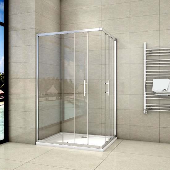 Cabine de douche 70x100x195cm en 6mm verre anticalcaire porte de douche coulissante l'ccès d'angle - Cliquez sur l'image pour la fermer