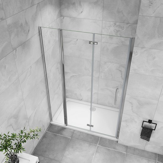 AICA porte de douche pivotante 106x185cm en 6mm verre anticalcaire porte de douche pliante avec un élément fixe - Cliquez sur l'image pour la fermer