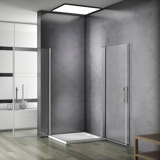 Aica porte de douche 90x76x197cm porte pivotante porte de douche paroi de douche cabine de douche verre anticalcaire - Cliquez sur l'image pour la fermer