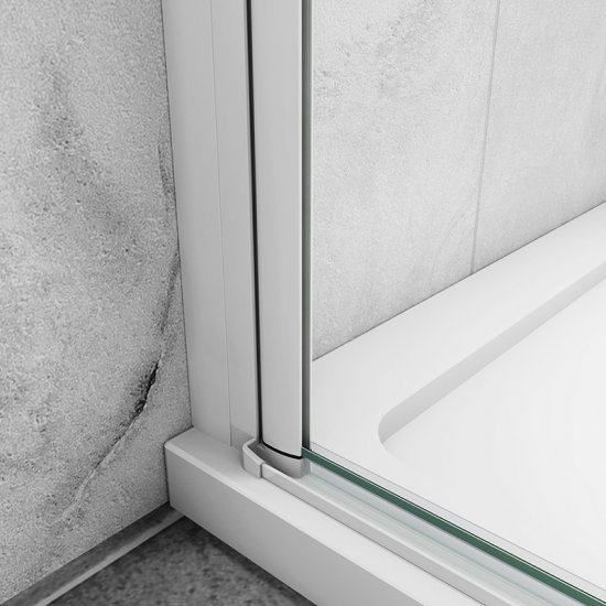 AICA porte de douche battante 100x180cm profilé blanc en 5mm verre anticalcaire porte de douche Hauteur 180cm Installation en niche - Cliquez sur l'image pour la fermer