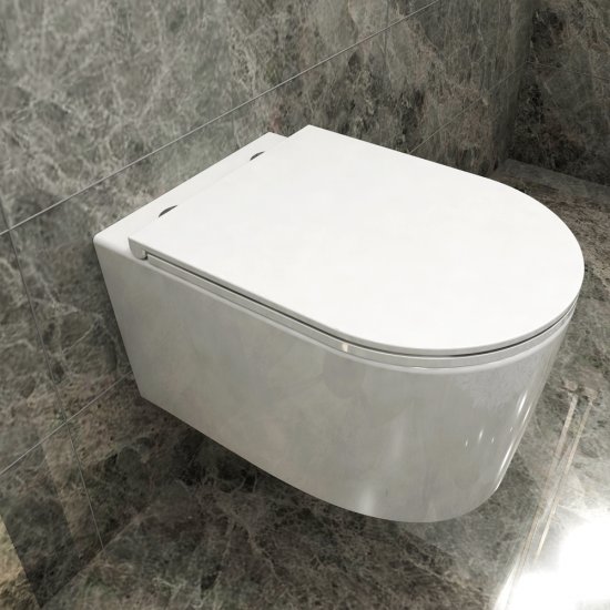 AICA WC Suspendu Avec Abattant Soft-Close Blanc Sans Bride