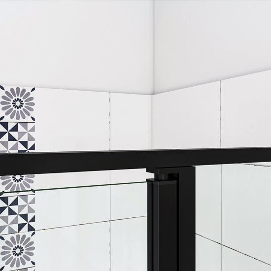 AICA porte de douche pivotante 120x185cm NOIR MAT en verre anticalcaire installation en niche - Cliquez sur l'image pour la fermer