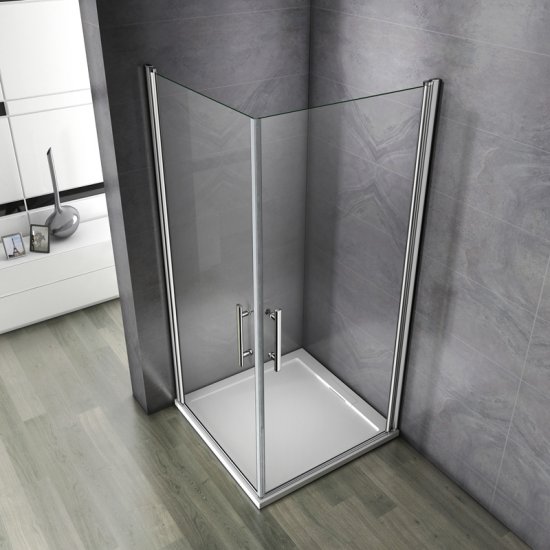 Aica porte de douche 90x80x197cm porte pivotante porte de douche paroi de douche cabine de douche verre anticalcaire - Cliquez sur l'image pour la fermer