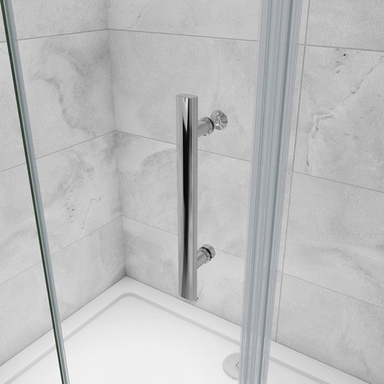AICA porte de douche pivotante 120x185cm porte de douche pliante avec un élément fixe en 6mm verre anticalcaire - Cliquez sur l'image pour la fermer