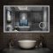 Miroir de salle de bain 80cmx60cm avec LED couleur et luminosité réglables + anti-buée + Miroir grossissant + Horloge numérique